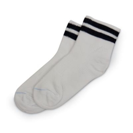 Wrightsock Coolmesh II, Qtr Sock White w/Blue Stripes M-XL